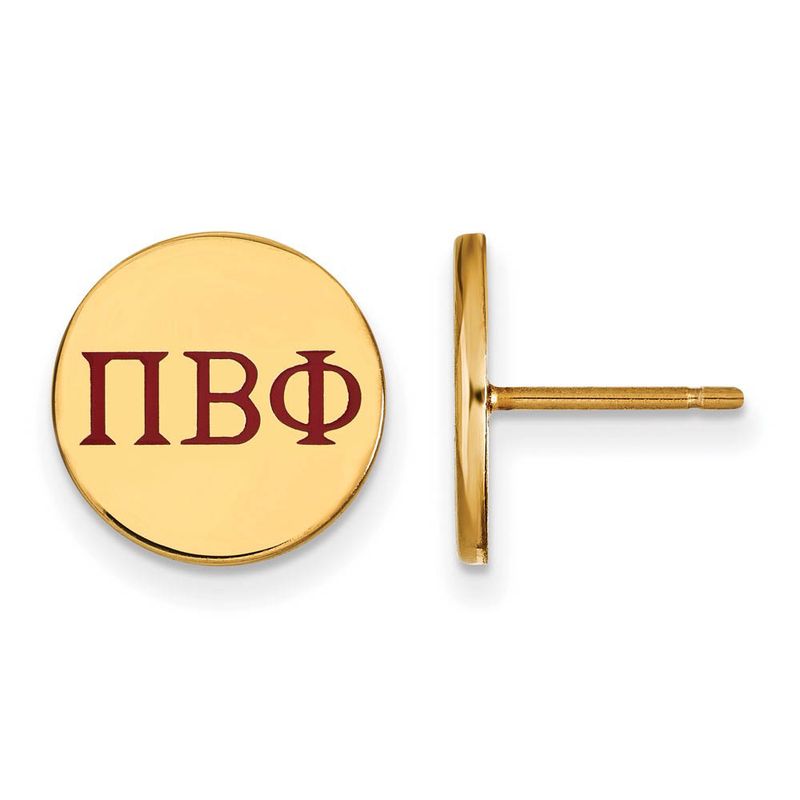 14k Plated Silver Pi Beta Phi Enamel Greek Letters Post Earrings